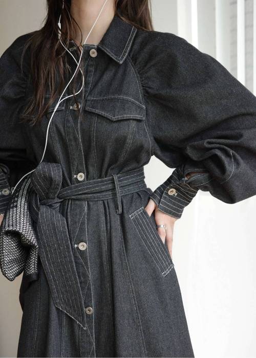 waist ribbon raglan volume sleeve OP