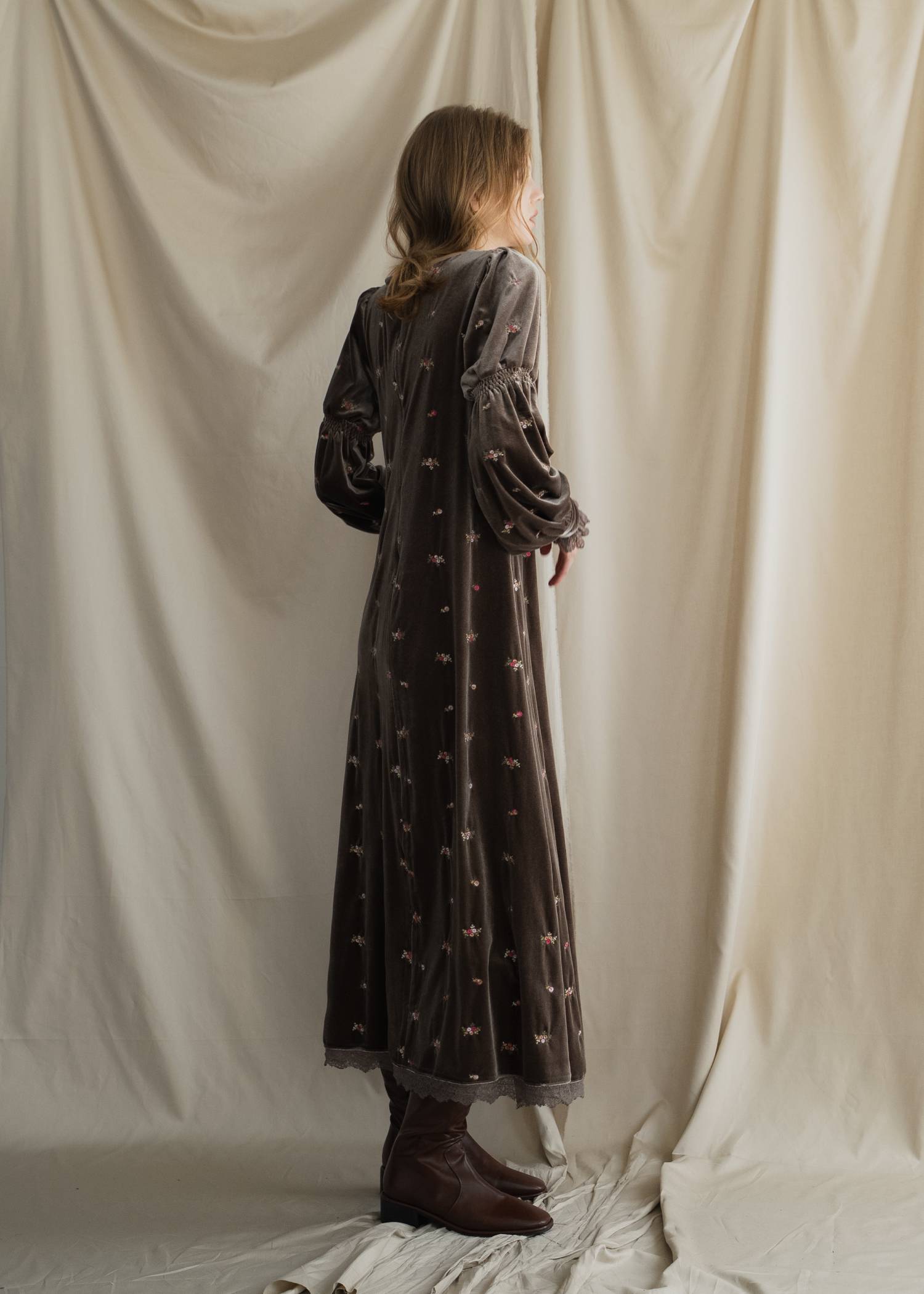 floral embroidery velor OP