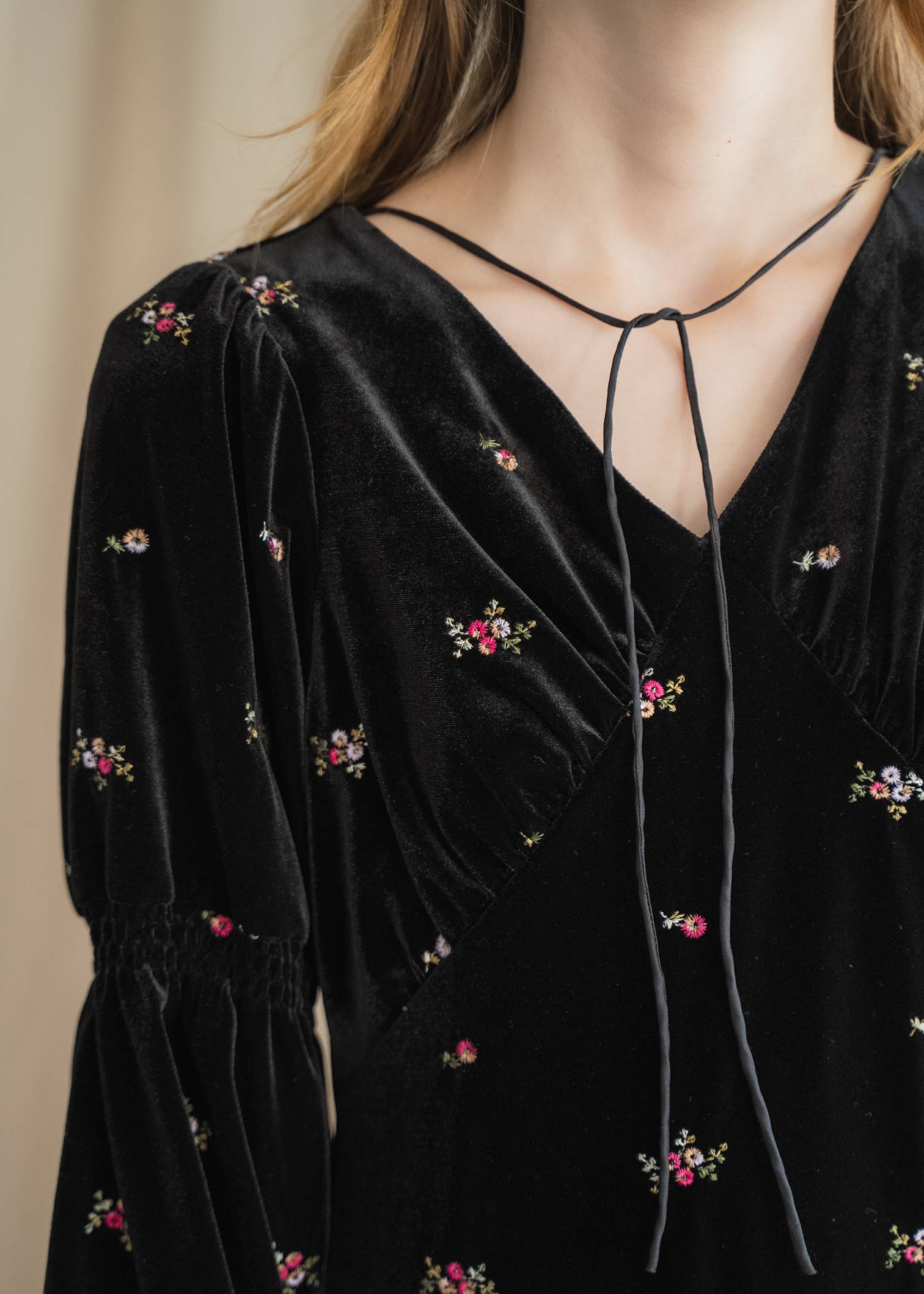 floral embroidery velor OP