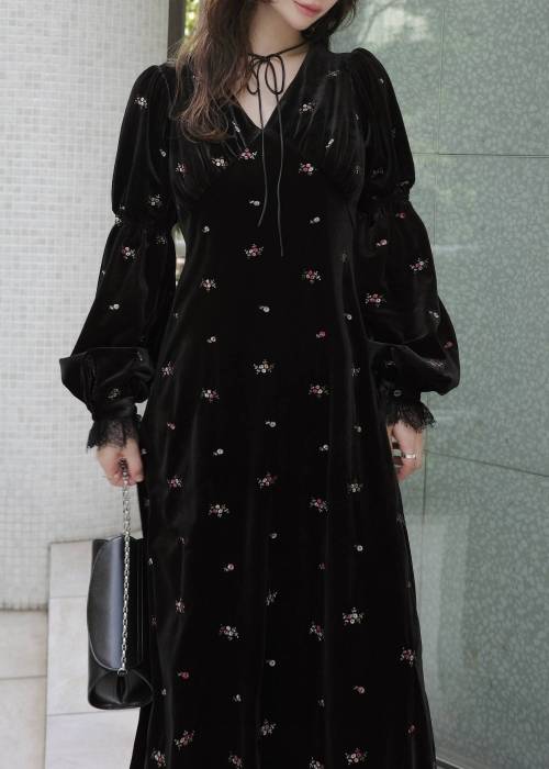 floral embroidery velor OP