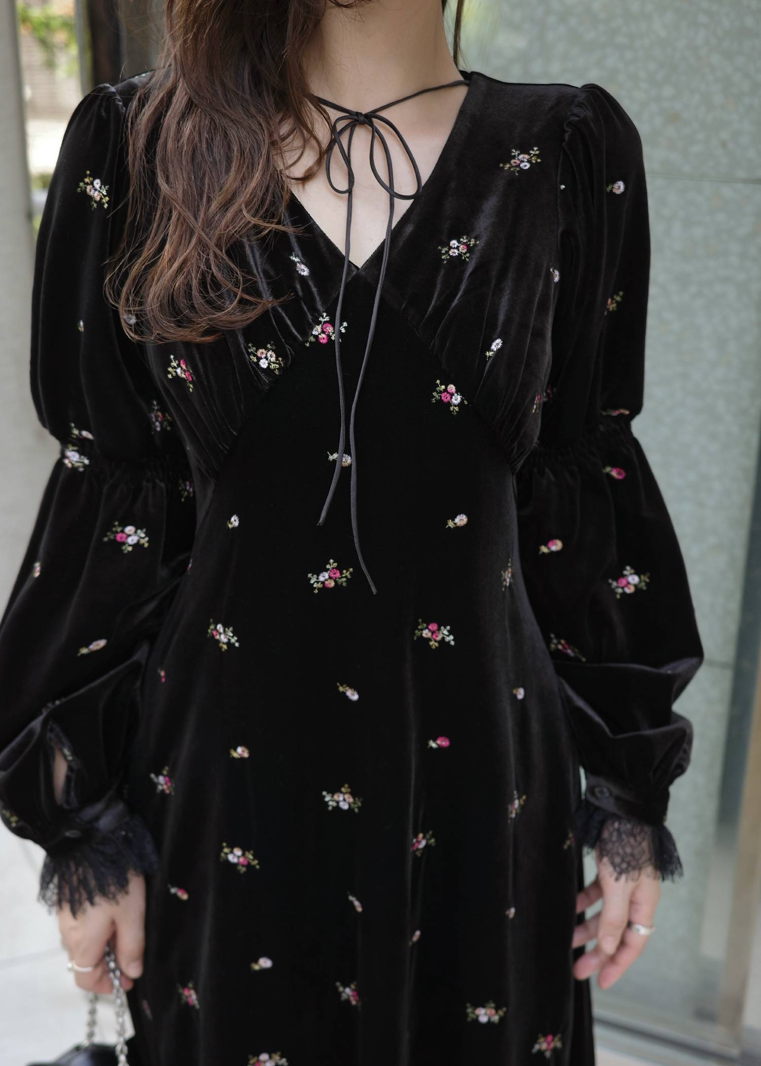 floral embroidery velor OP