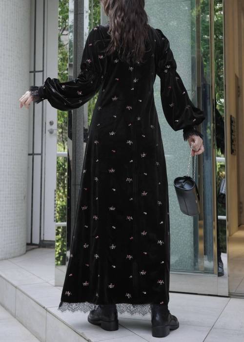 floral embroidery velor OP