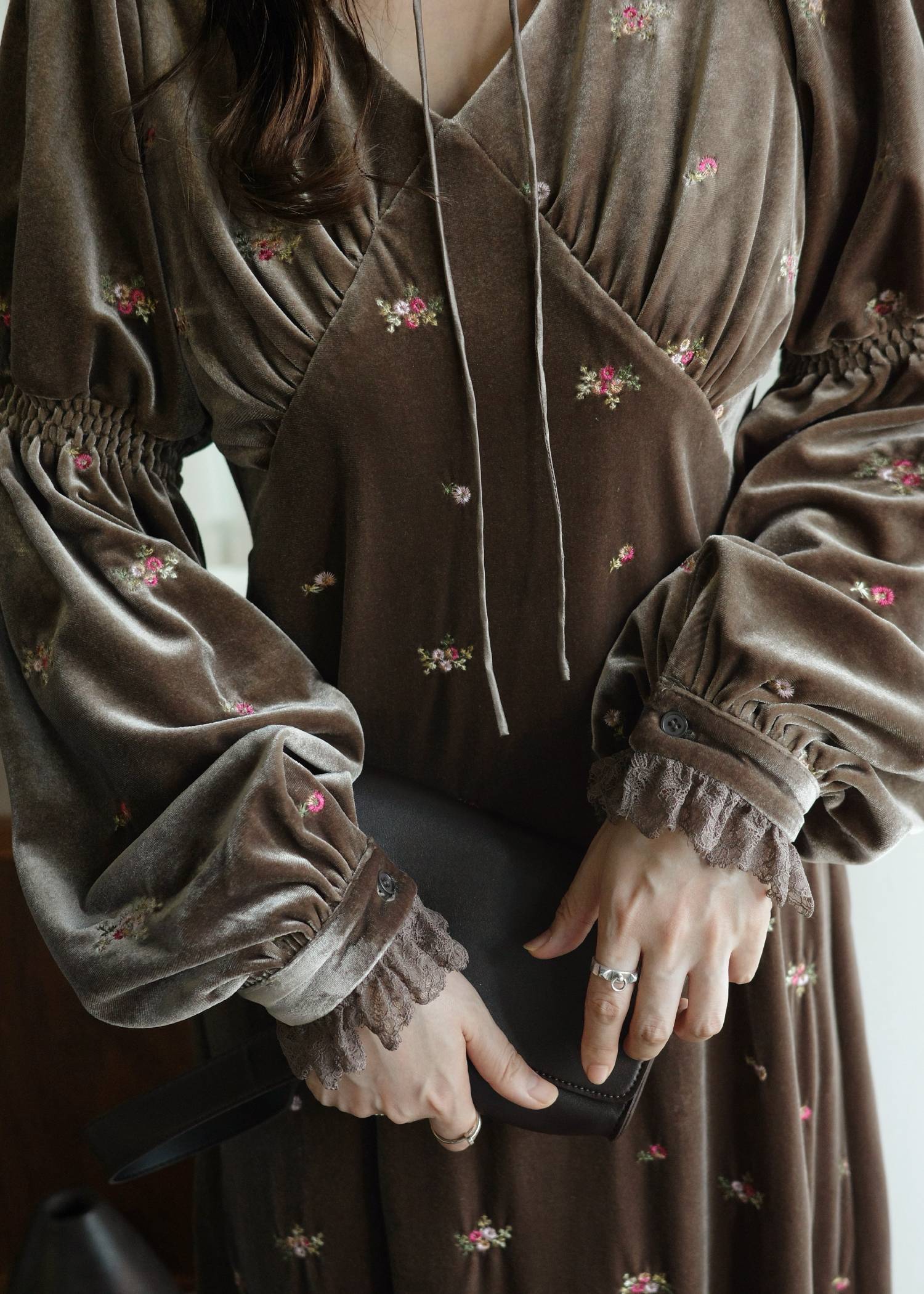 floral embroidery velor OP