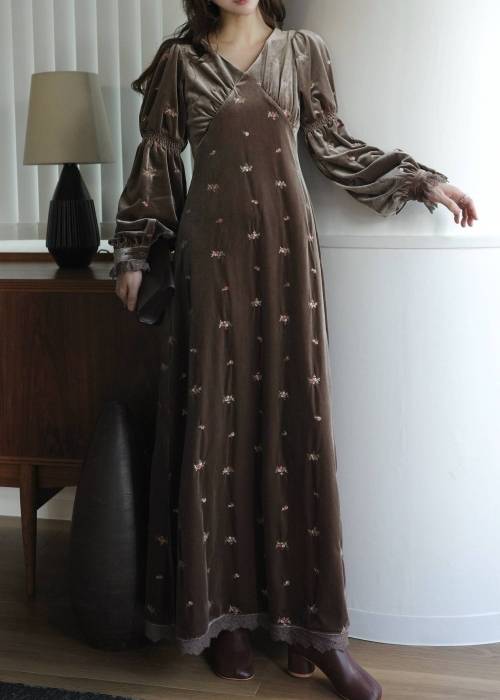 floral embroidery velor OP