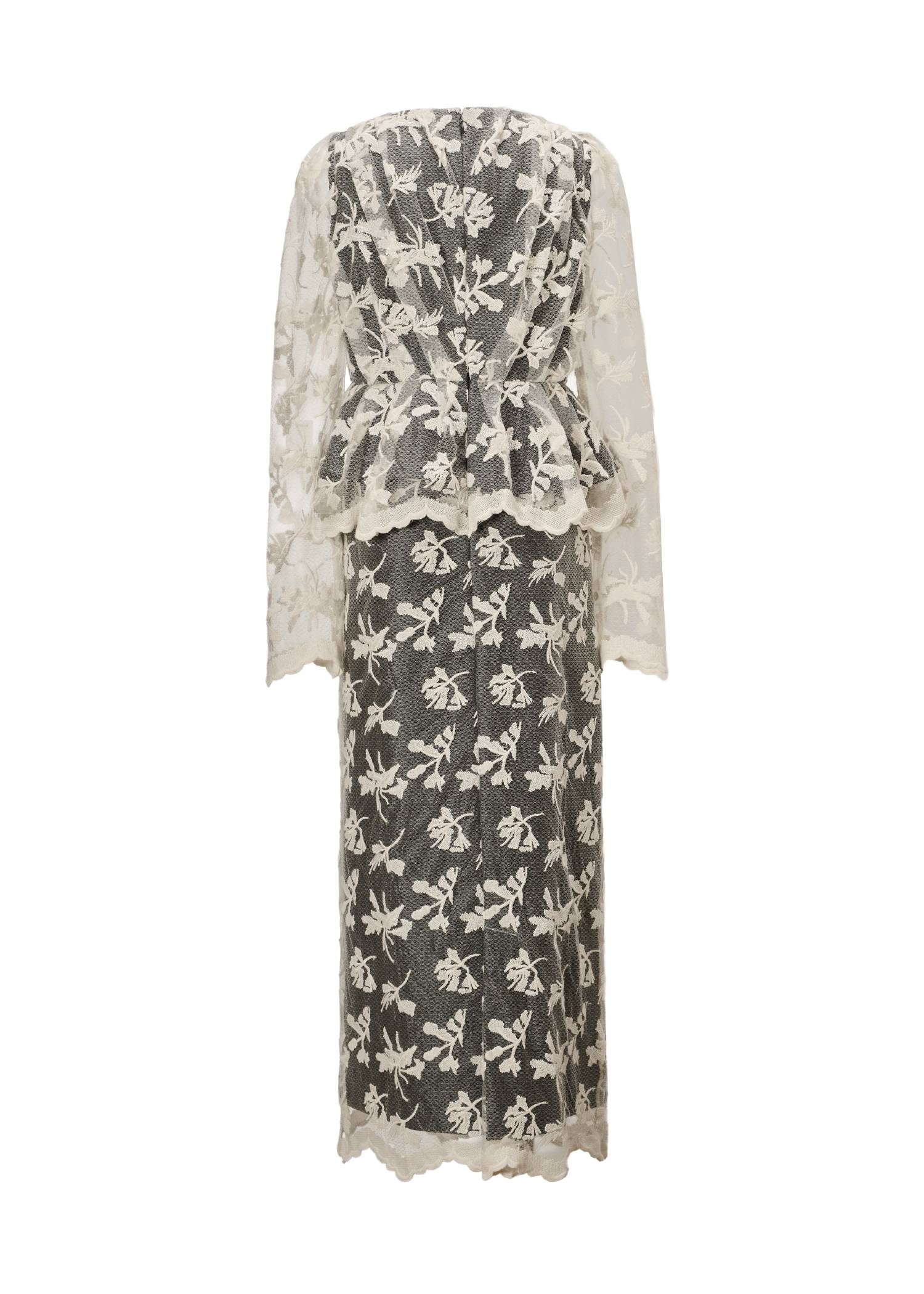 layered lace tuck peplum OP