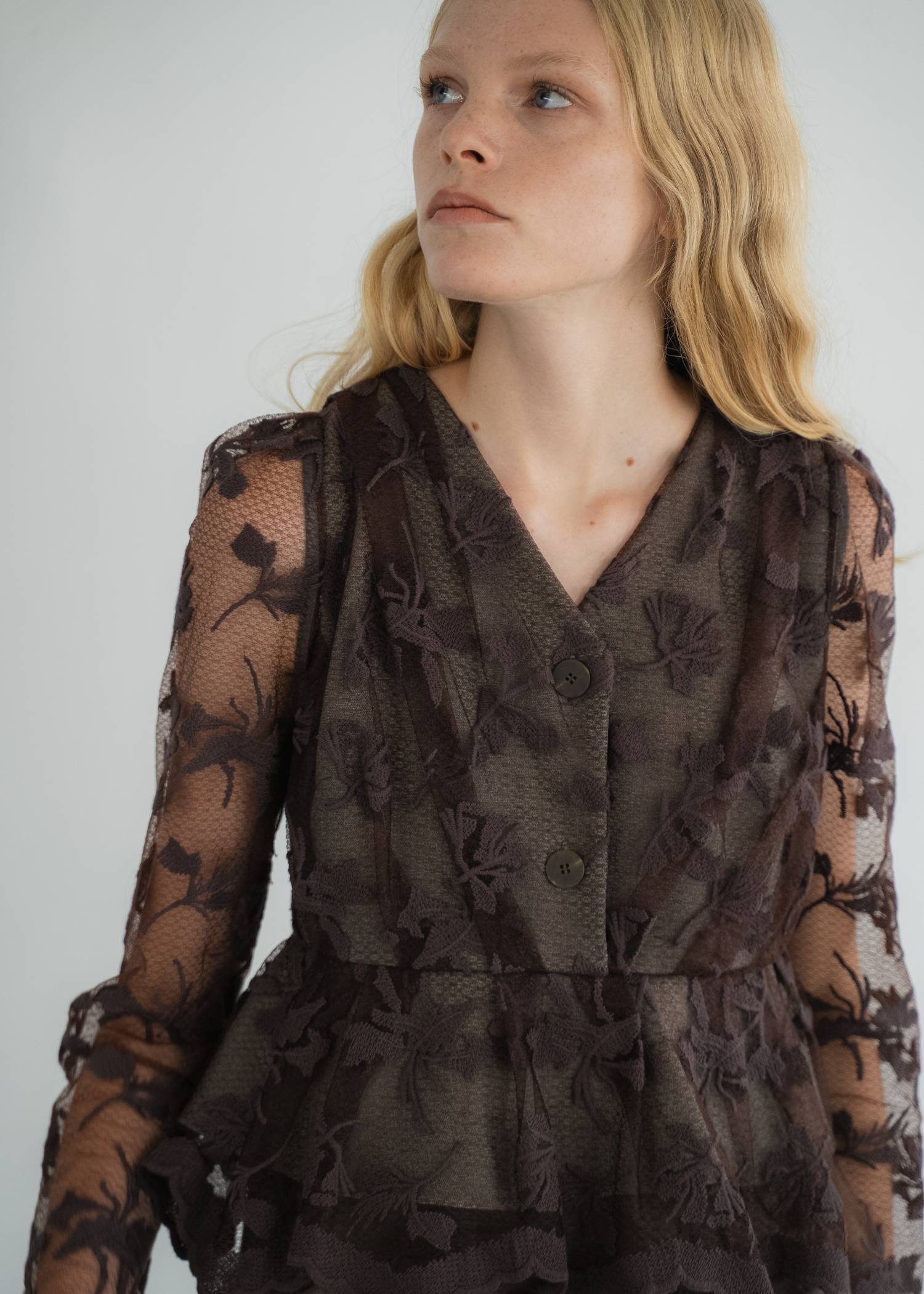 layered lace tuck peplum OP