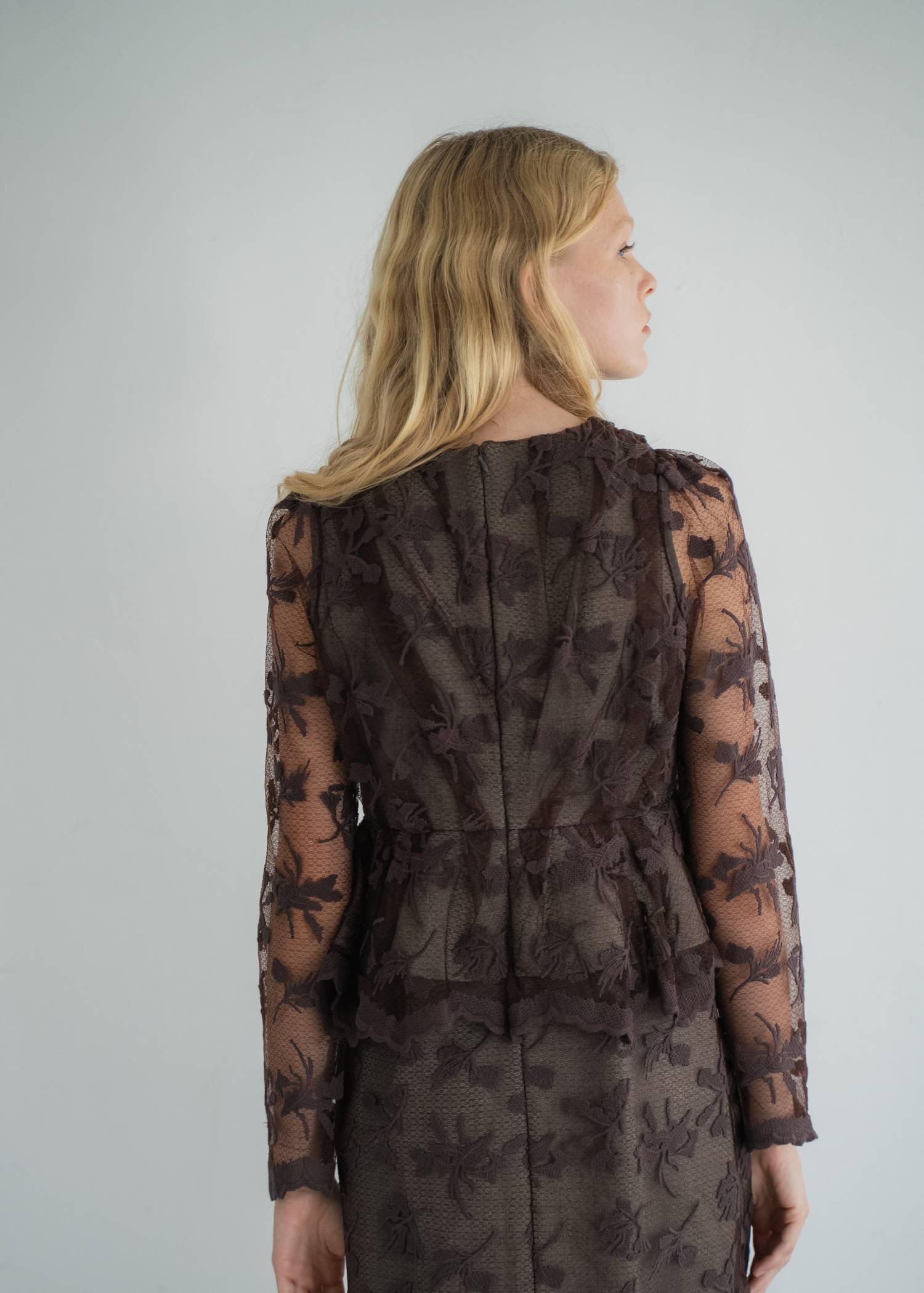 layered lace tuck peplum OP