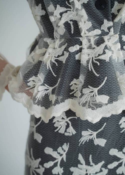 layered lace tuck peplum OP