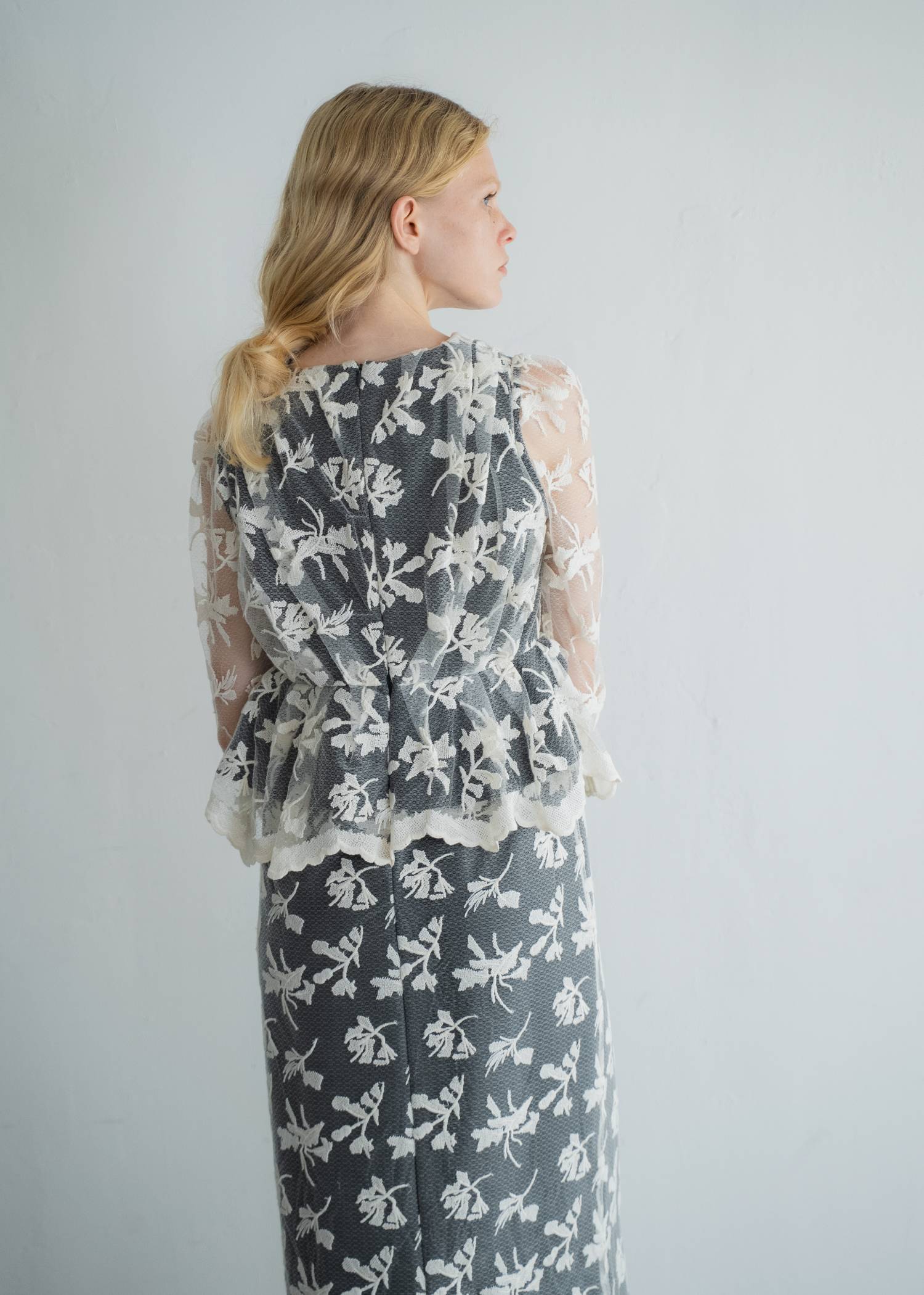 layered lace tuck peplum OP