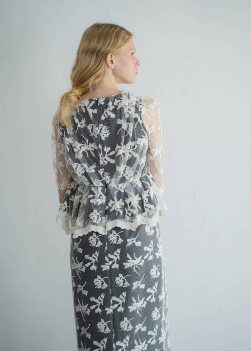 layered lace tuck peplum OP