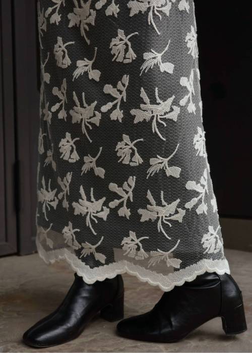 layered lace tuck peplum OP