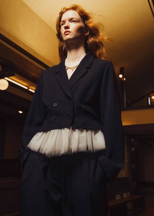 detachable peplum tulle cropped tailored JK