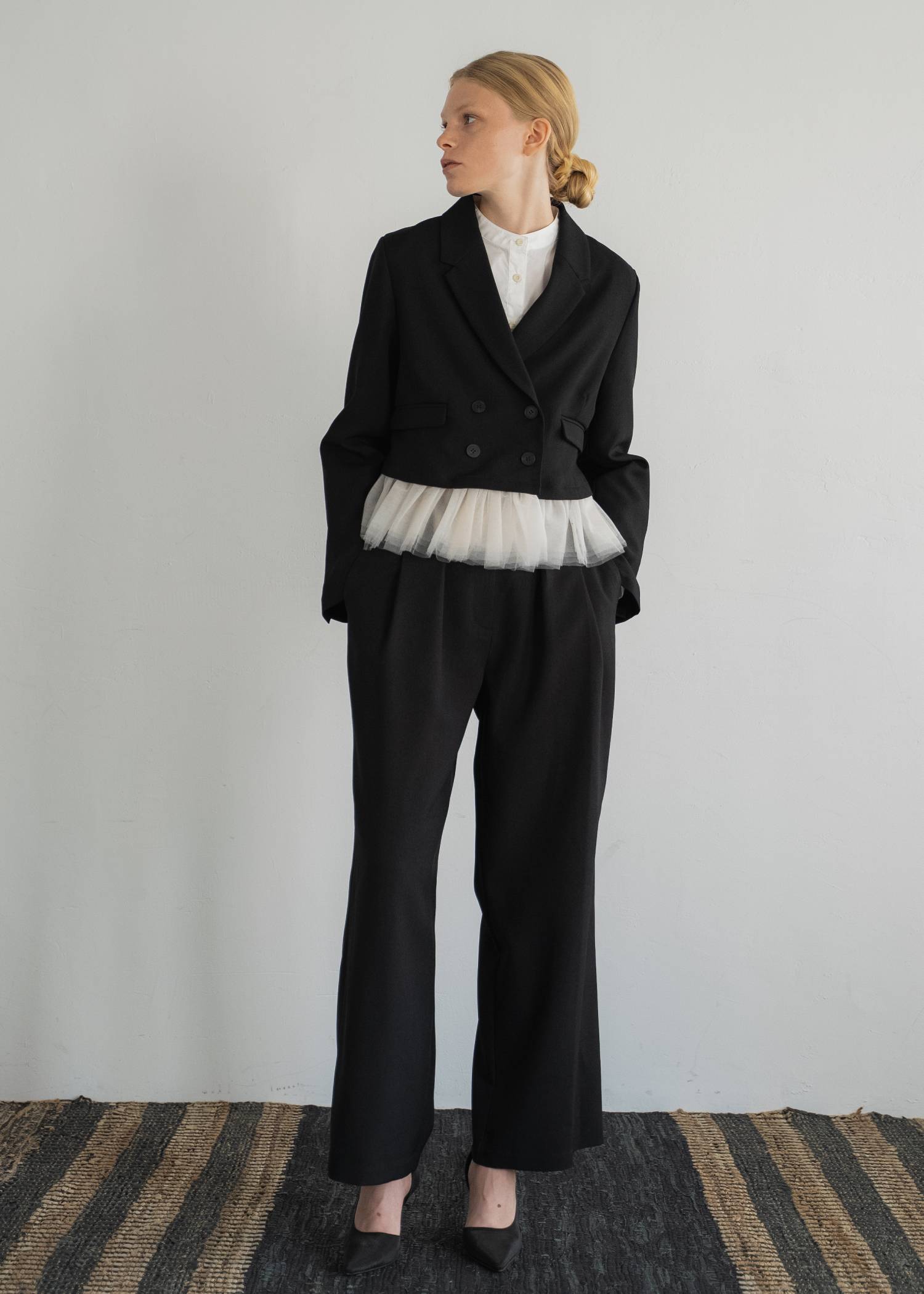 detachable peplum tulle cropped tailored JK
