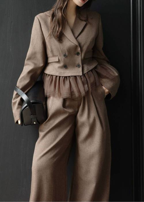 detachable peplum tulle cropped tailored JK