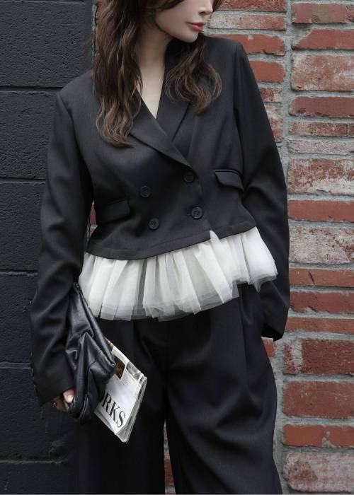 detachable peplum tulle cropped tailored JK