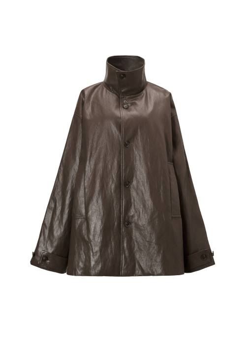 stand collar over size synthetic leather JK