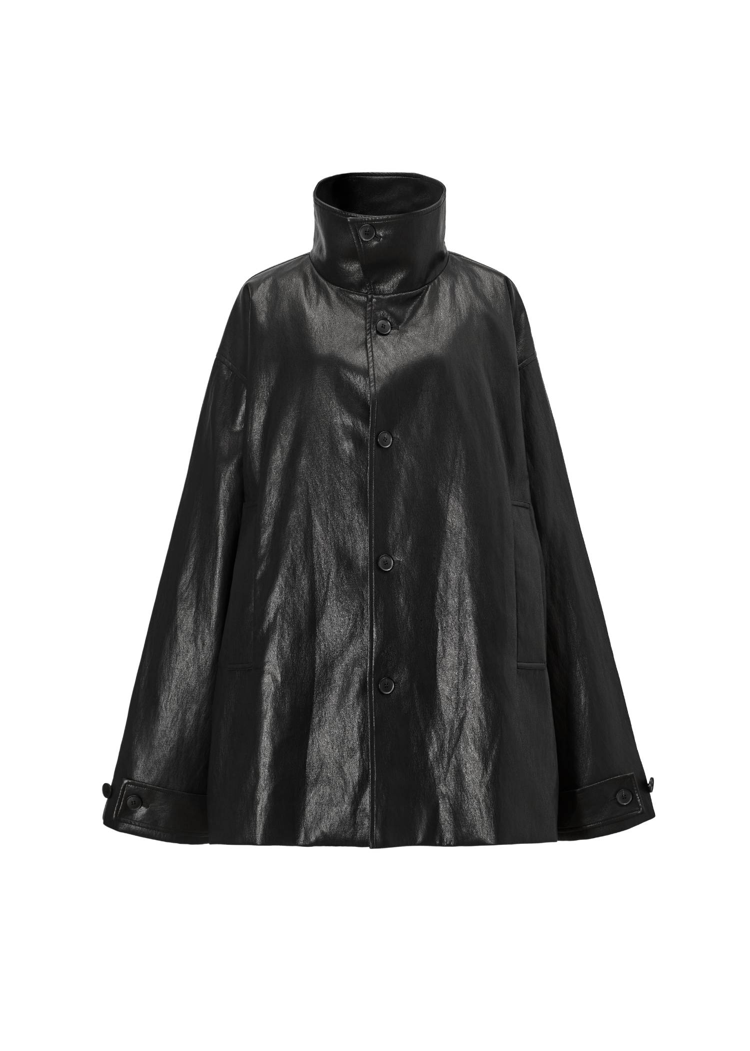 stand collar over size synthetic leather JK