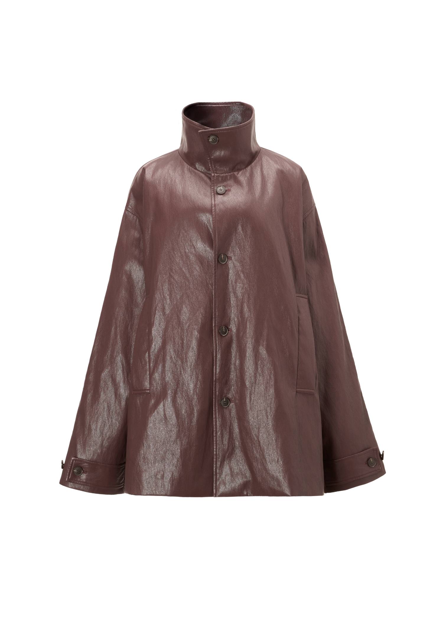 stand collar over size synthetic leather JK