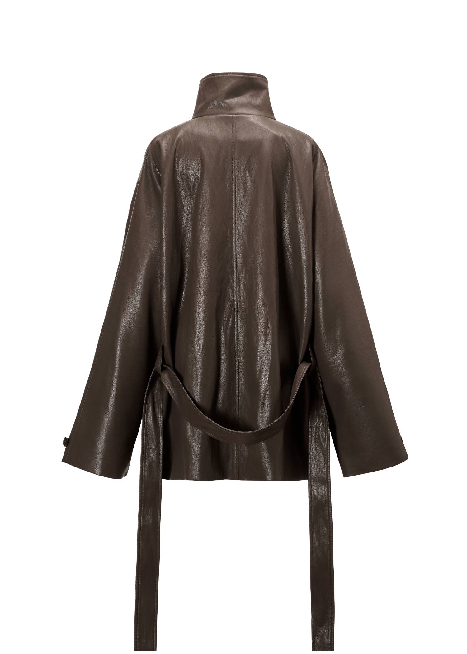 stand collar over size synthetic leather JK