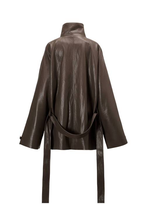 stand collar over size synthetic leather JK