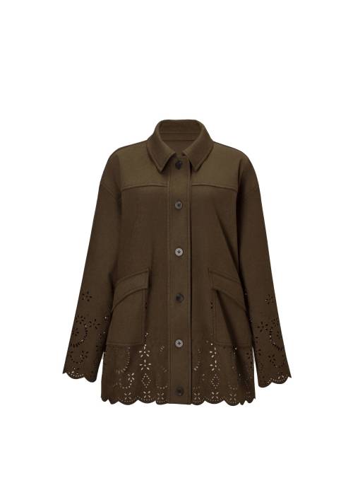 scalloped punch faux suede shirt JK