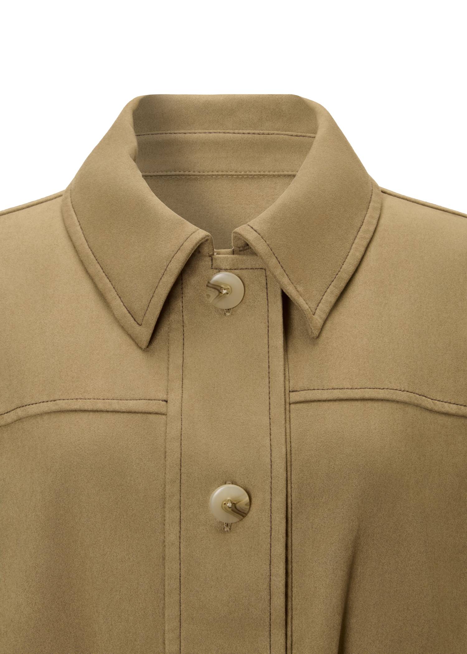 scalloped punch faux suede shirt JK