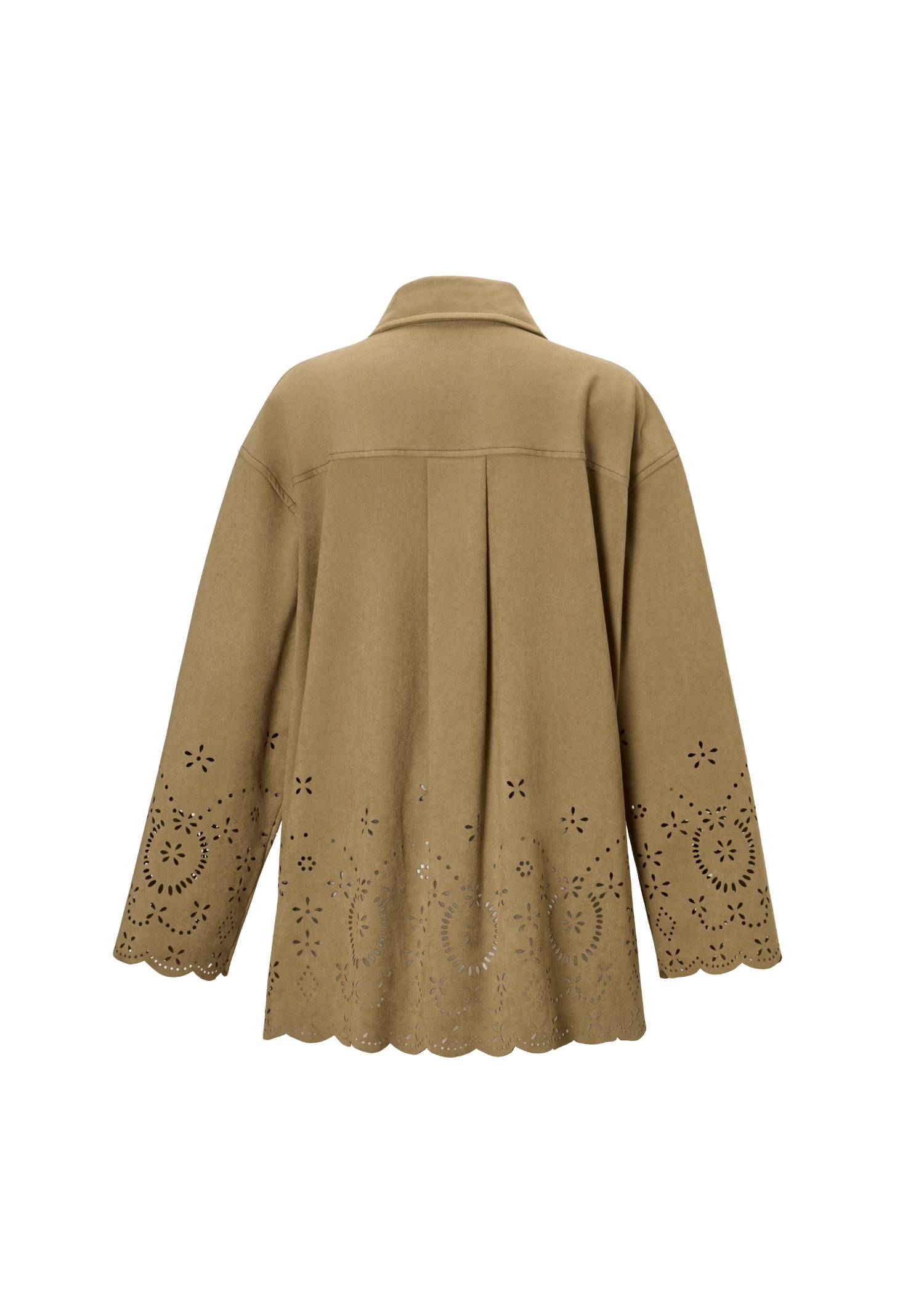 scalloped punch faux suede shirt JK