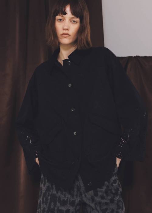 scalloped punch faux suede shirt JK