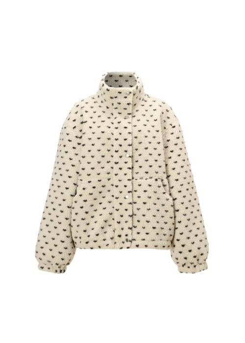 dot jcquard boa zip blouson