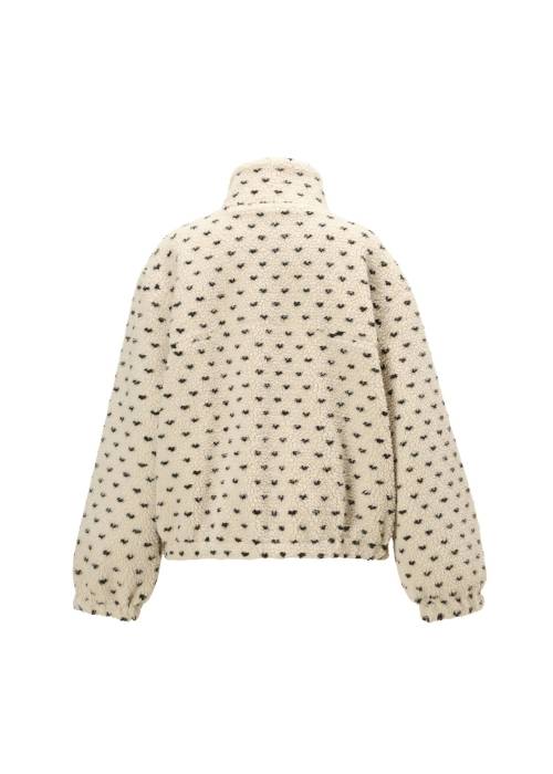 dot jcquard boa zip blouson