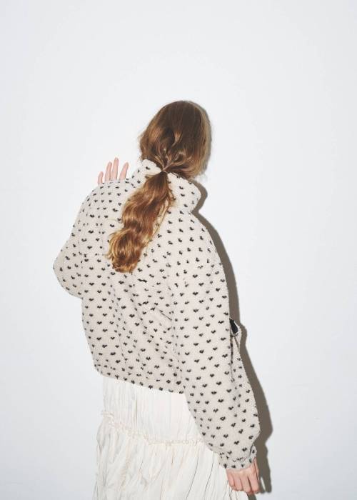 dot jcquard boa zip blouson