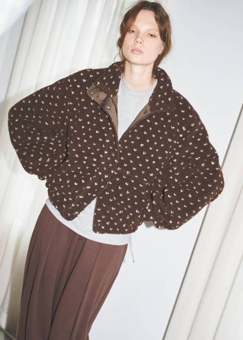 dot jcquard boa zip blouson