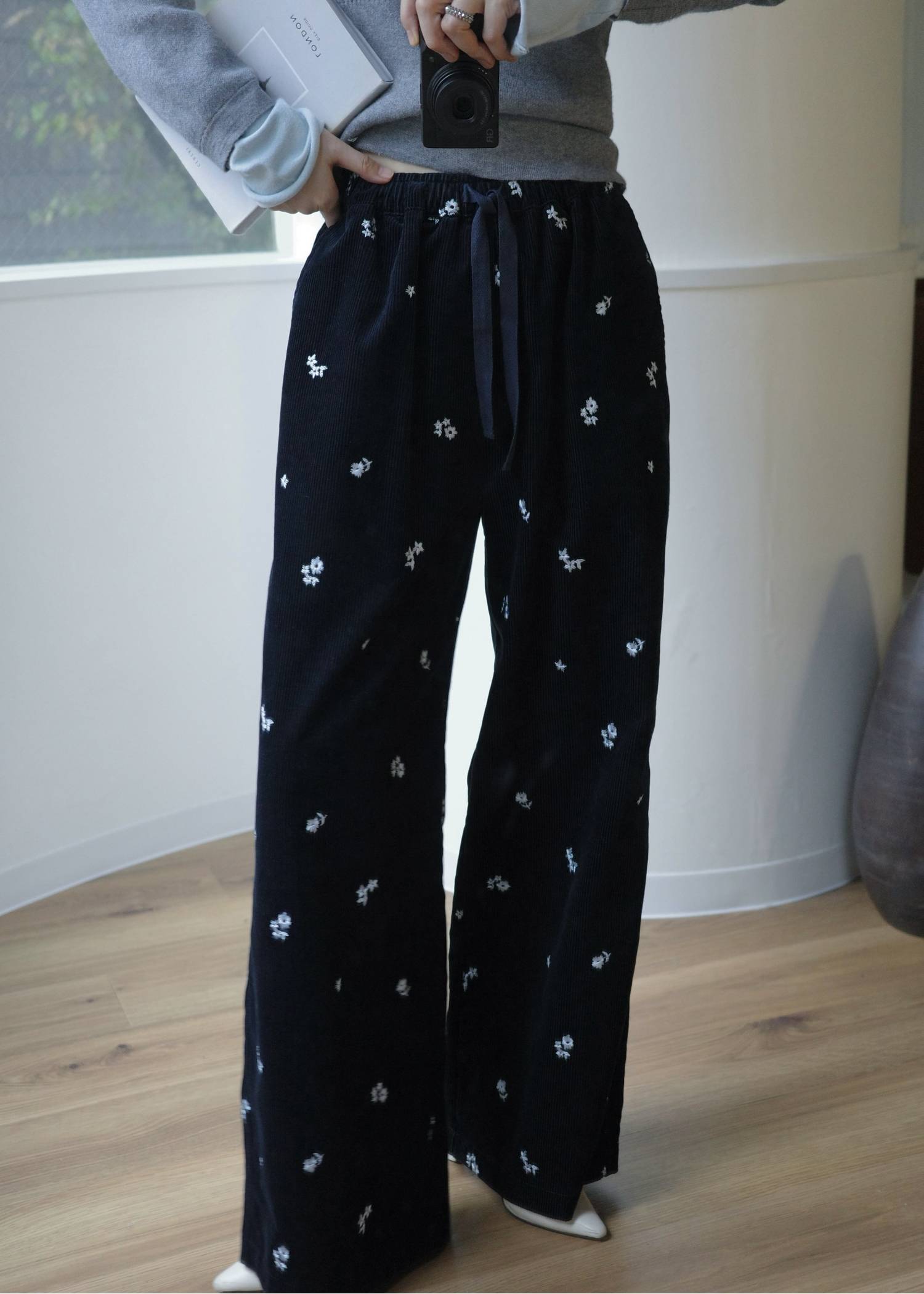 floral embroidery corduroy relax PT
