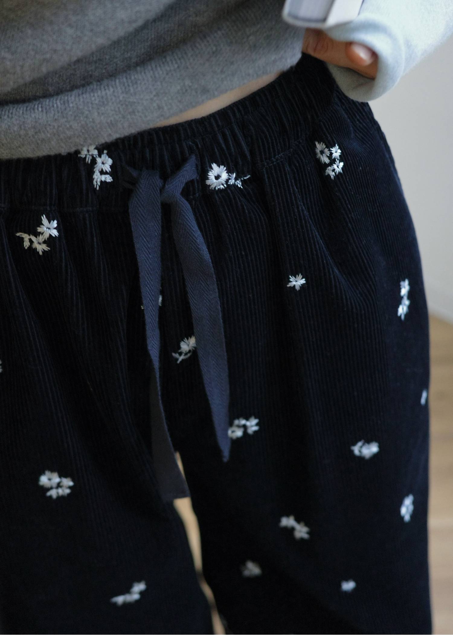 floral embroidery corduroy relax PT