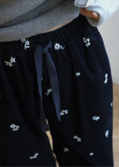 floral embroidery corduroy relax PT