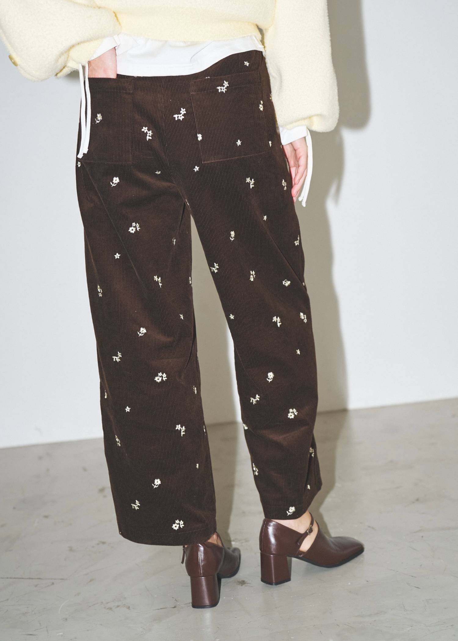 floral embroidery corduroy relax PT