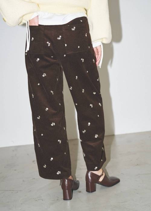 floral embroidery corduroy relax PT