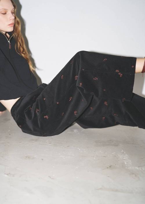 floral embroidery corduroy relax PT
