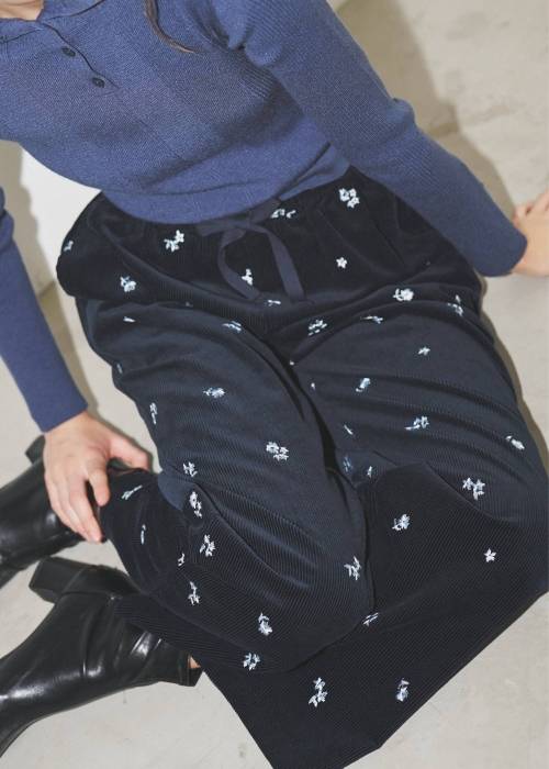 floral embroidery corduroy relax PT