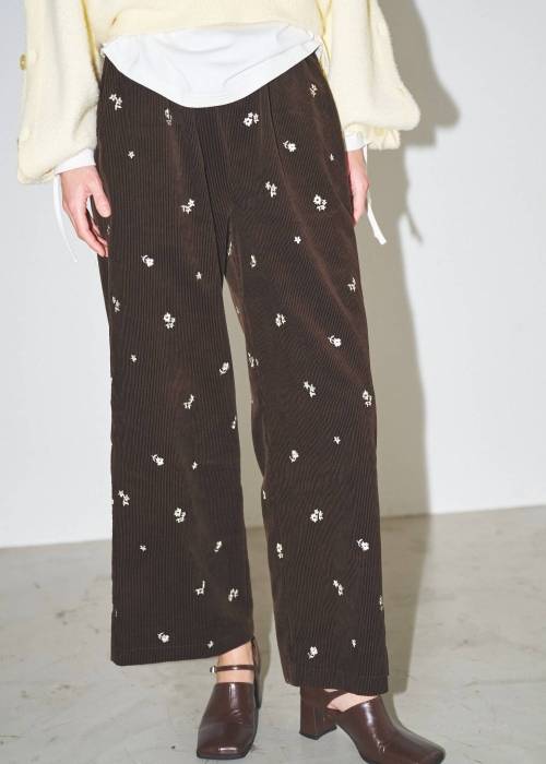 floral embroidery corduroy relax PT