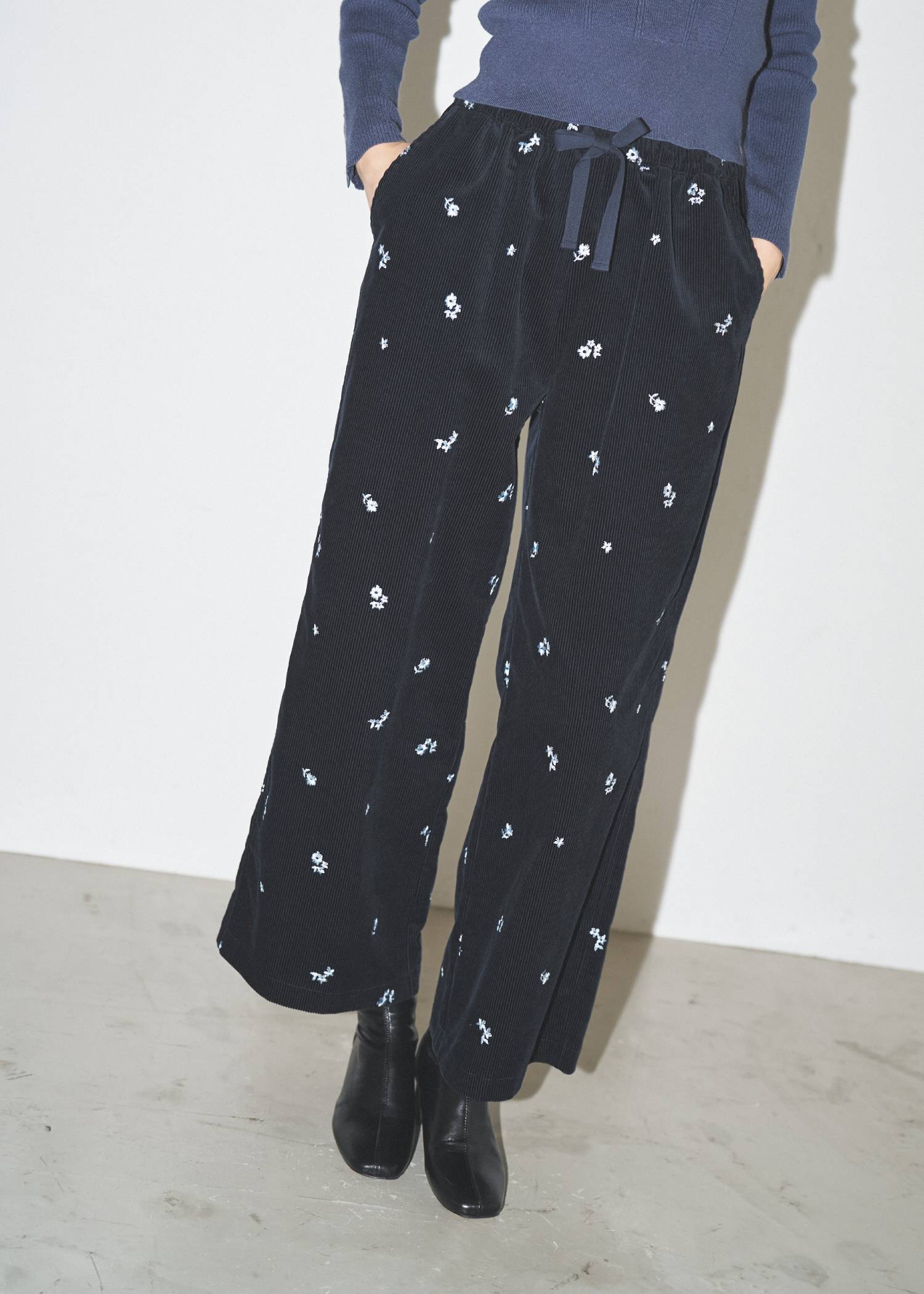 floral embroidery corduroy relax PT