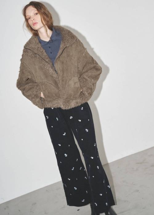 floral embroidery corduroy relax PT