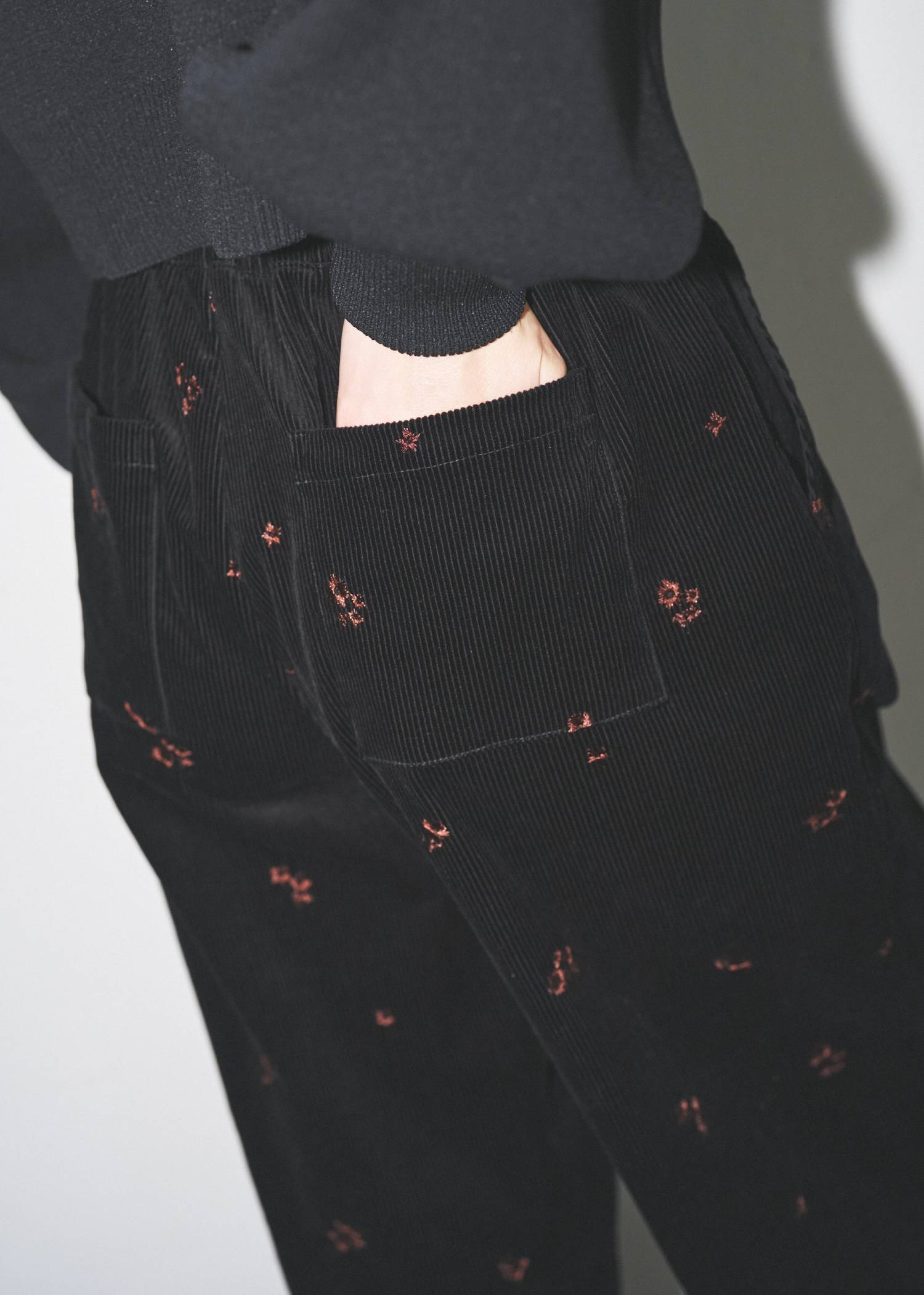 floral embroidery corduroy relax PT