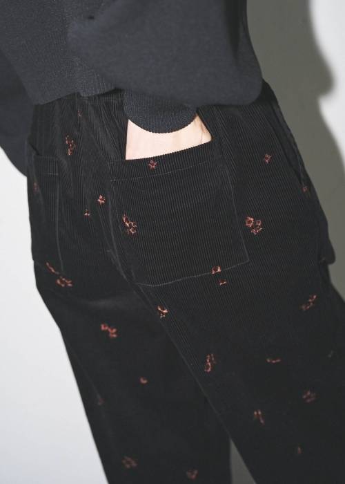 floral embroidery corduroy relax PT