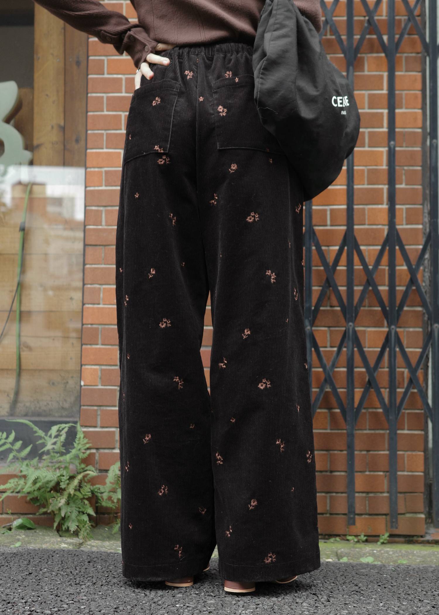 floral embroidery corduroy relax PT