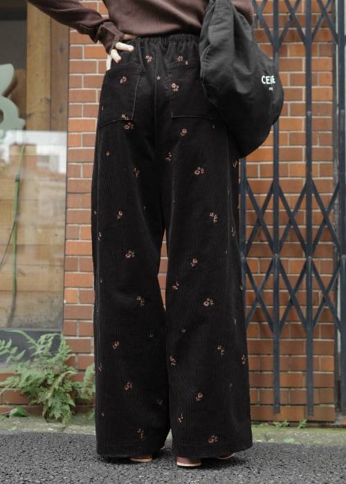 floral embroidery corduroy relax PT