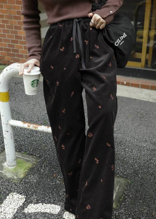 floral embroidery corduroy relax PT