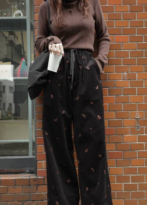 floral embroidery corduroy relax PT