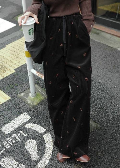 floral embroidery corduroy relax PT
