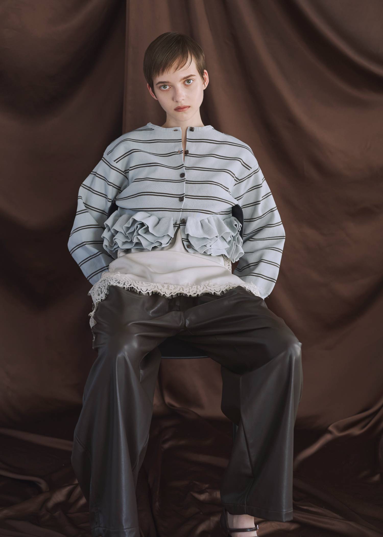 soft synthetic leather relaxed tuck PT
